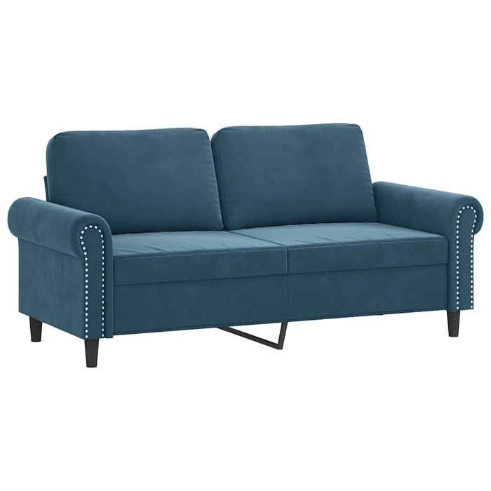Canapé 2 places - Maison Exclusive - velours bleu - cadre métal robuste - oreillers décoratifs inclus