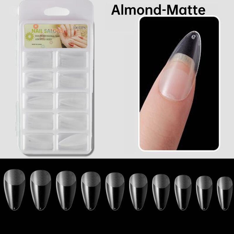 100Pcs Matte Press On Nail Tips Soft Full Cover False Nails Oval Almond Sculpted Fake Nail