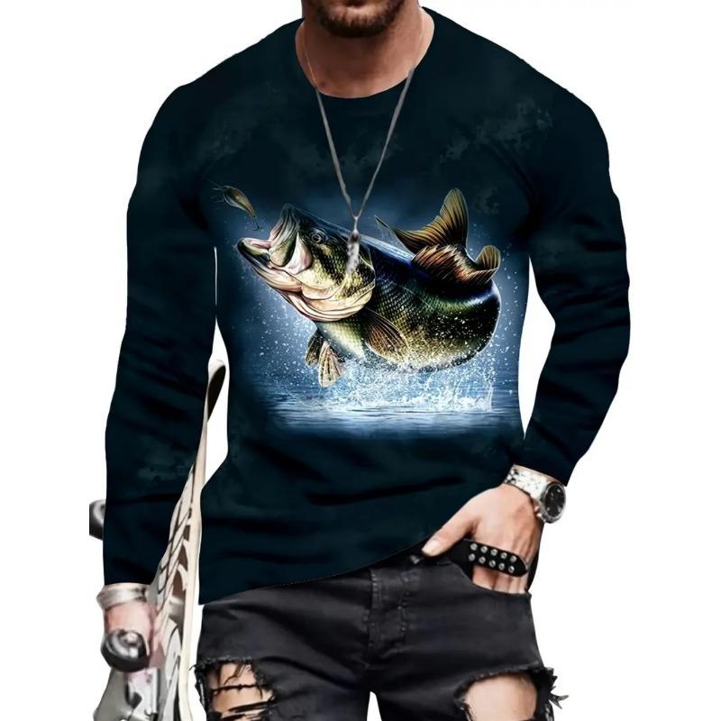 Fischerhemden Herren T-Shirts Langarm Herren Kleidung Herbst Streetwear Top Pullover Männliches T-Shirt Outdoor Freizeit Herrenbekleidung