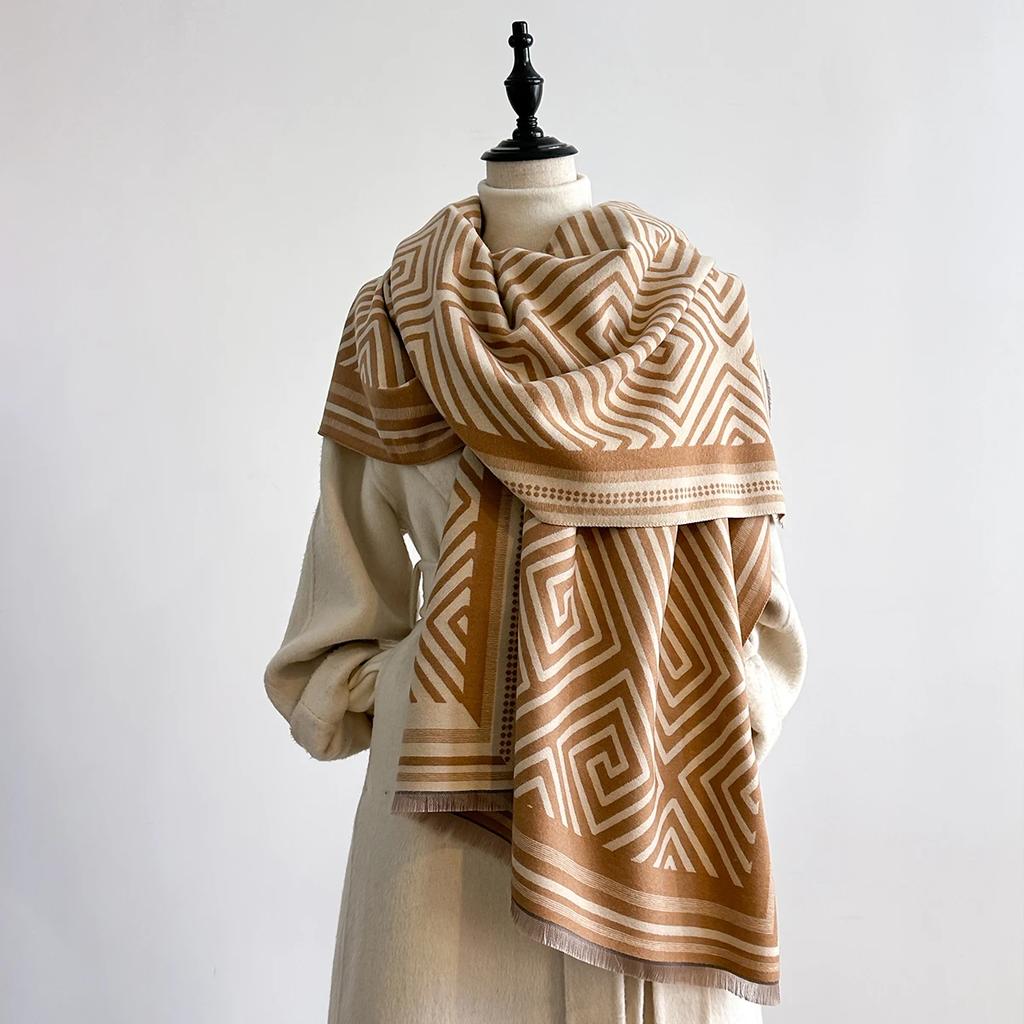 Elegant Women'S Designer Pashmina Cashmere Scarf - Winter Warm Two-Sided Fringed Wrap Blanket & Shawl