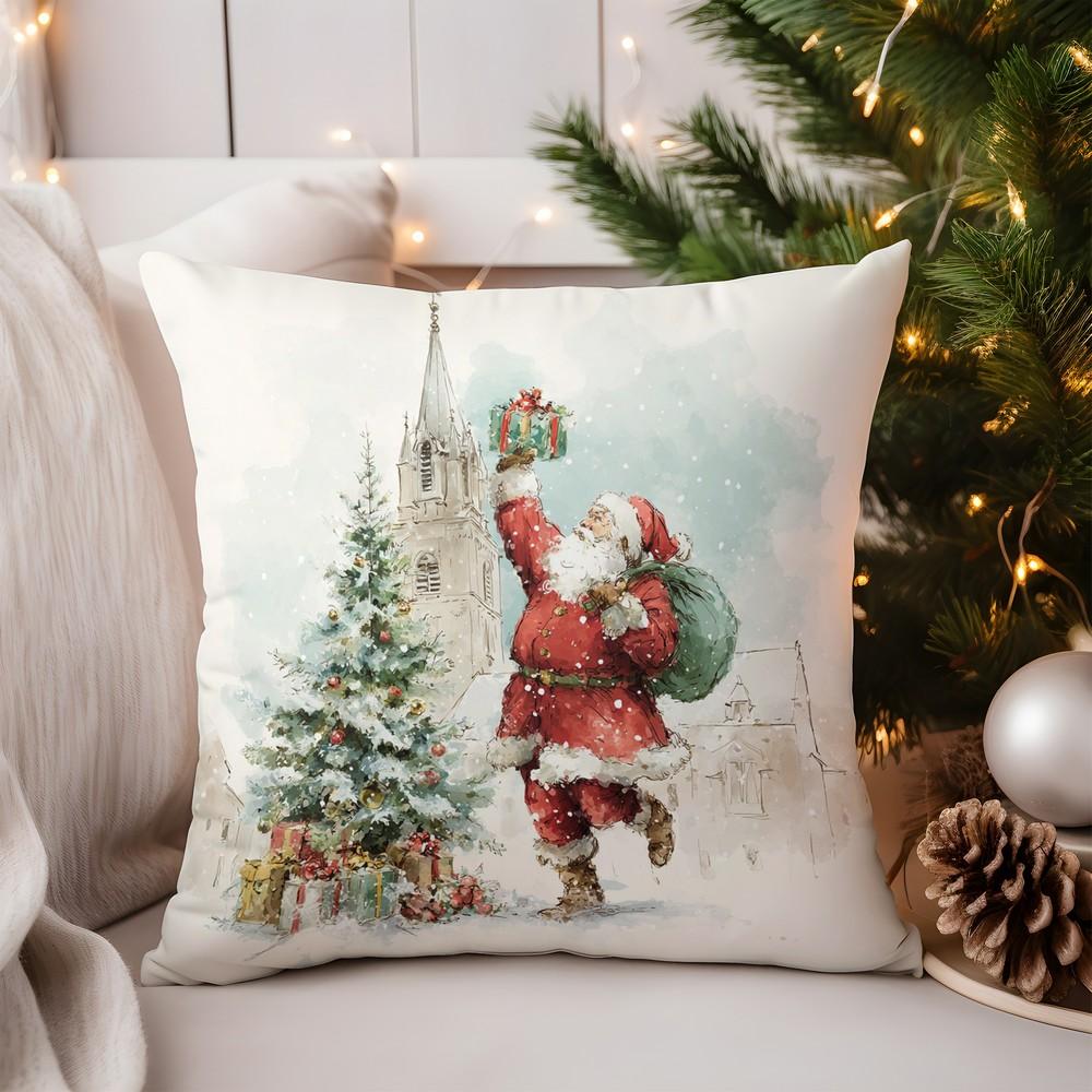 Home Decor Deer with Flowers and Butterflies Pillow Cover Pattern Cushion Cover Suitable for Sofa Bedroom Car Pillow Cover