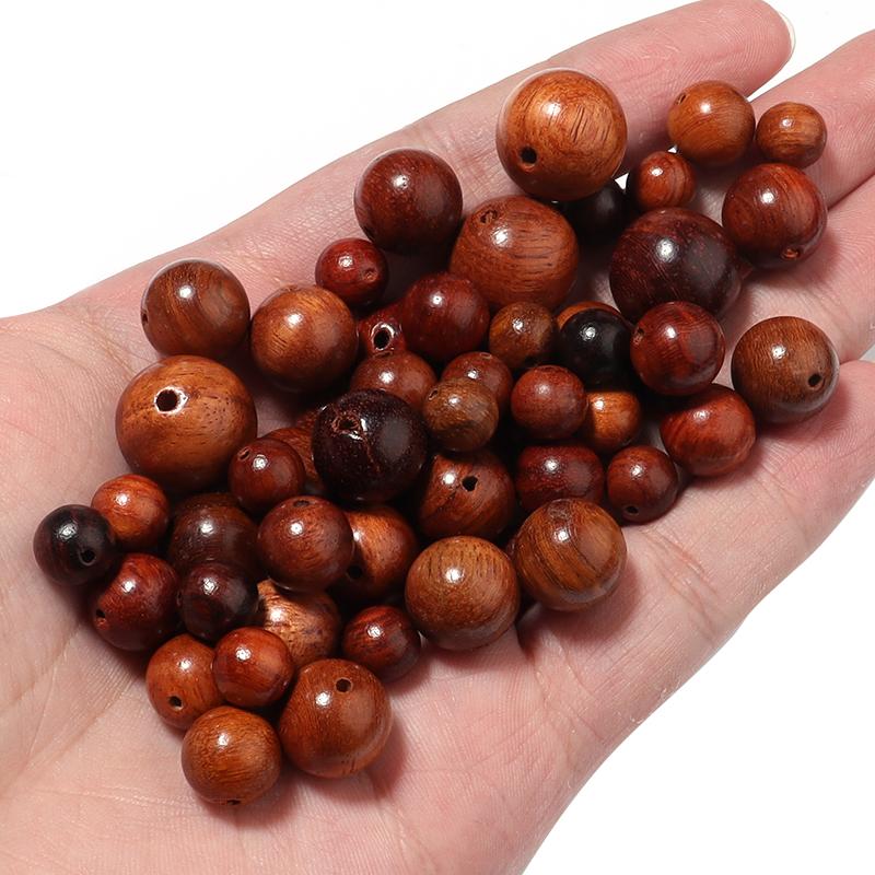 50-100pcs/lot Natural Rosewood Beads Burmese Loose Spacer Wooden Bead for Jewelry Making Handmade DIY Bracelet Accessories