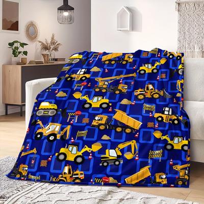 Super Soft Flannel Truck Pattern Blanket- Perfect Gift for Boys and Girls, Suitable for Comfortable Lightweight Shawls On Beds and Sofas- Machine Wash