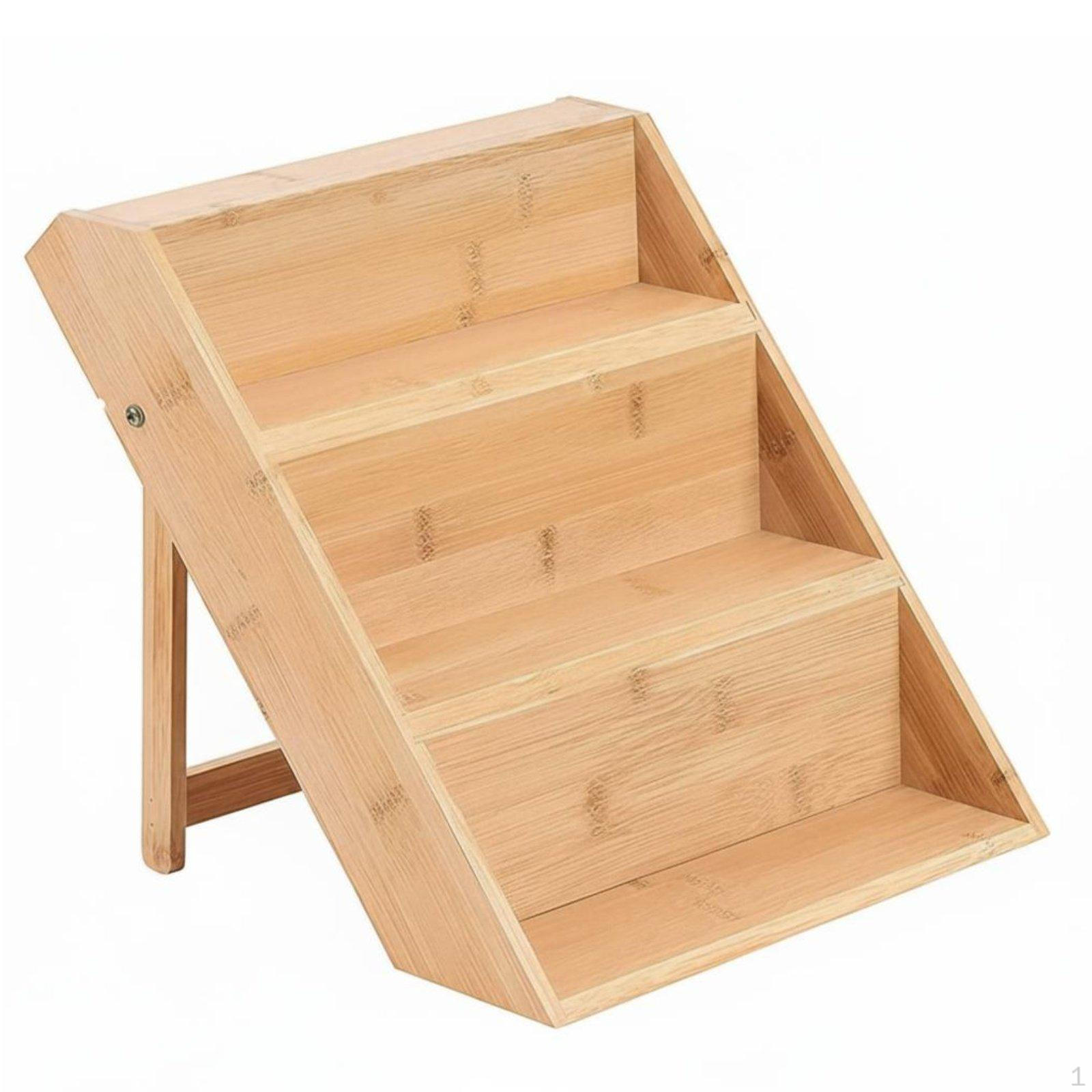 Seasoning Rack Bamboo Shelf Stable Design Wooden Countertop Storage for Kitchen,