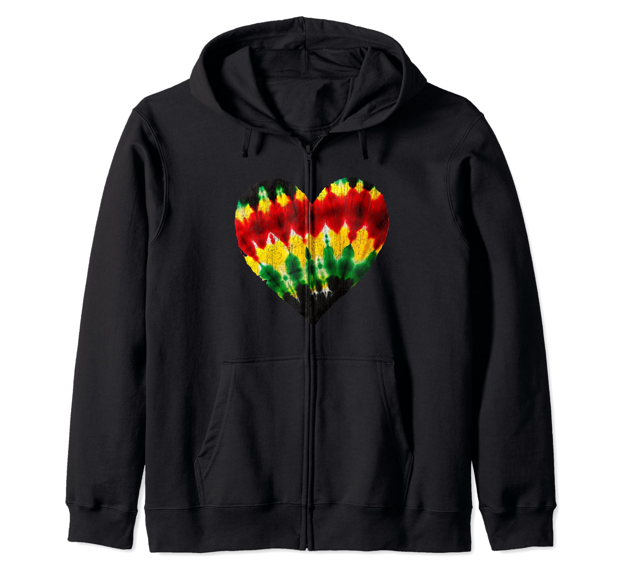 Tie-dye Reggae Valentine s Day Colorful Heart Day Zip Hoodie for Men, Women, and Kids