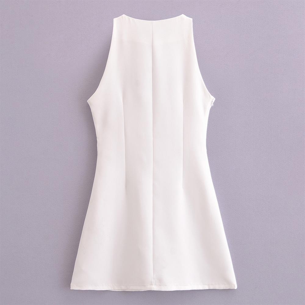 2025 Spring Women's Sexy Solid Sleeveless Off-Shoulder Hollowed Short Dress