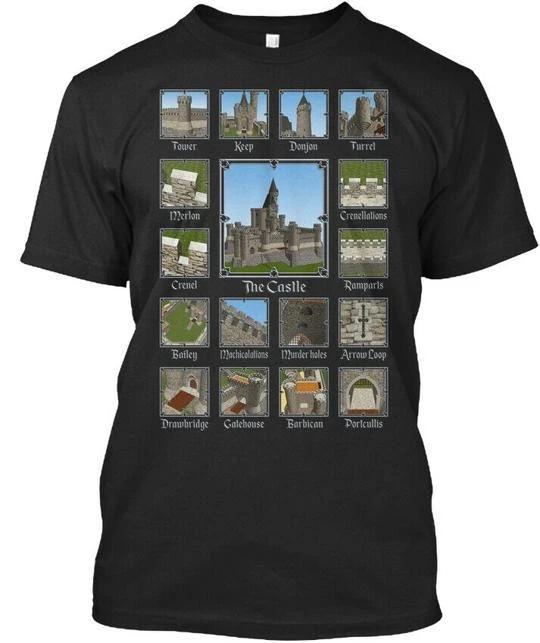 

Castle Breakdown Tower Keep Donjon Turrel Merlon TTshirt Made in USA S to 5XL XL
