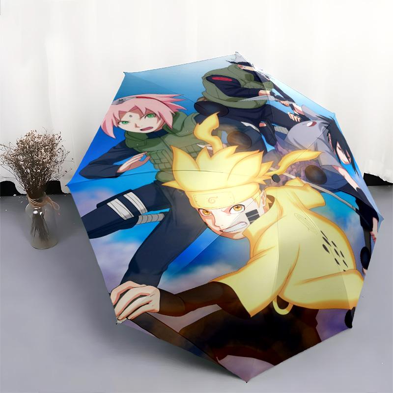 1 PC Automatic Folding Umbrella - Naruto Team Battle Pattern Portable Foldable Design With 8 Ribs Christmas Birthday Gifts