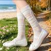 Ballett-Wadenstrümpfe - Sommer- und Frühlings-Frottee-Socken für Kinder, Dünn und Atmungsaktiv mit Schleifen, Wadenlang