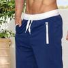 Pantaloni scurți pentru bărbați, cu talie elastică, cu șnur ajustabil, pantaloni scurți sport casual, culoare solidă, cu design de buzunar, pantaloni scurți de fitness