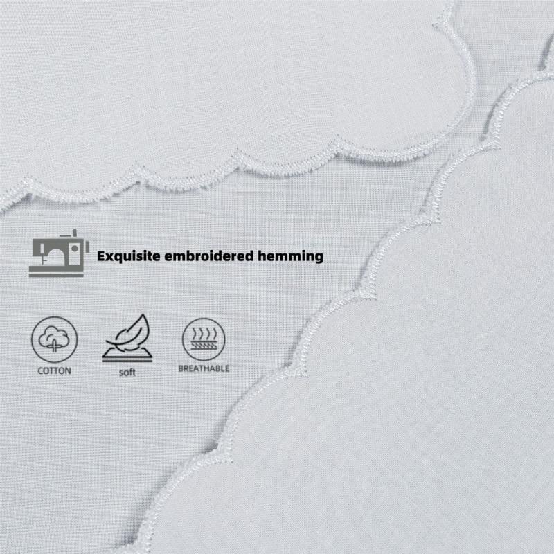5/10Pieces White Embroidered Edge Cotton Handkerchiefs Soft Absorbent Reusable for Gym Office and Daily Use