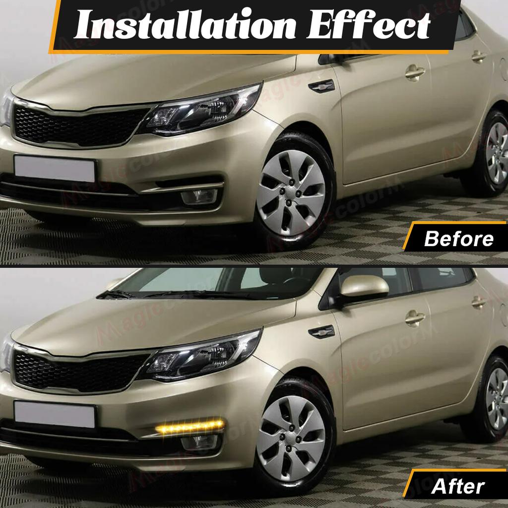 For KIA RIO K2 2015 2016 Led DRL Daytime Running Lights Turn Signal Fog Lamp Front Bumper White Yellow Blue Car Accessories 12V