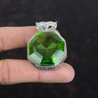 Faceted Peridot Pendant Genuine Gemstone Jewelry Handmade Pendant 925 Sterling Silver Pendant Vintage Pendant Gifts For Him Silver Jewelry