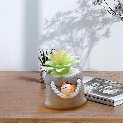 Clay Planter Pot Planting Container Ornament Statue Crafts for Tabletop Indoor Office