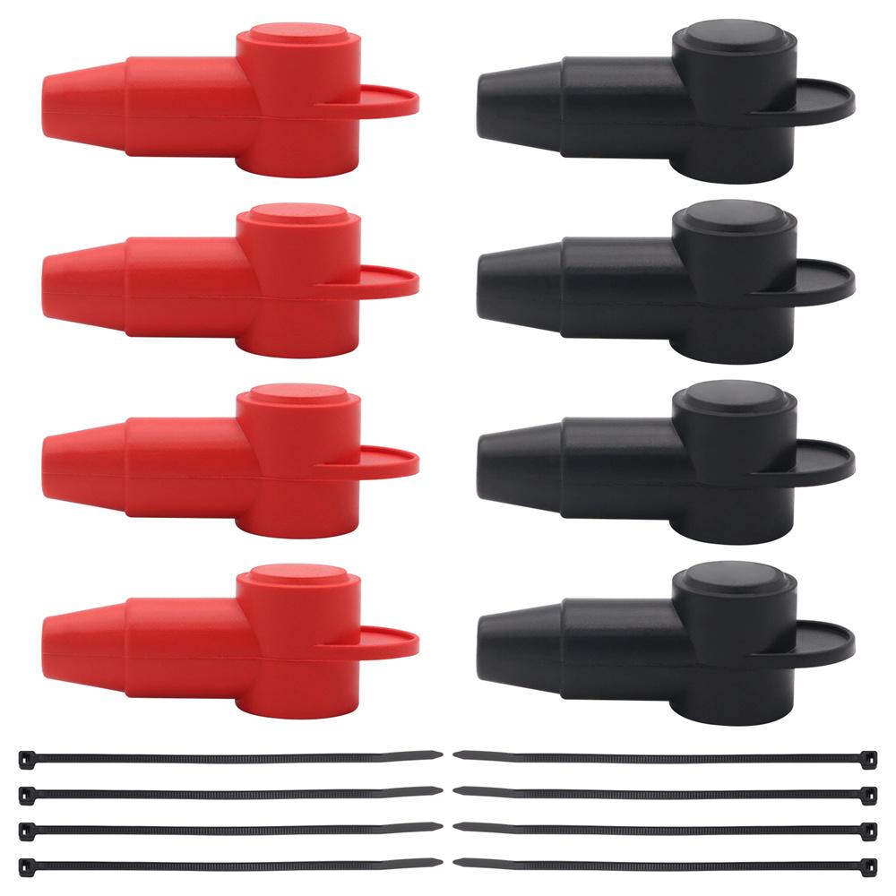 8Pcs Silicone Battery Terminal Post Stud Boot Cover Protector with Fastener Ties