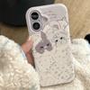 New cartoon cute ancient flavor gray cat white rabbit iPhone17promax double layer IMDiPhone16ProMax round edge airbag 14Pr all-inclusive