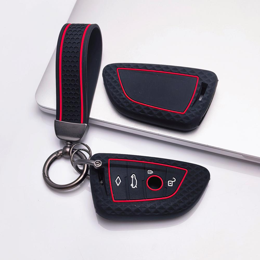 Key Fob Cover for BMW i5 X1 X2 X3 X4 X5 X6 X7 with Keychain Anti-Scratch Guard Shockproof Protection Soft Grip Texture Responsive Button Touch