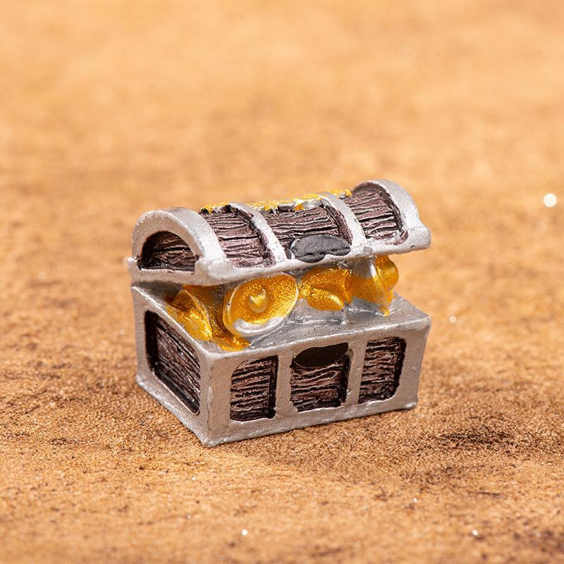 Mini Decorazione per la Casa Micro Paesaggio Scatola per Gioielli Gioco Avventura Pirata Scatola di Contanti in Miniatura Scrigno del Tesoro Statuetta