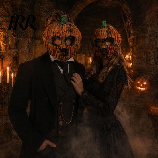 Dreidimensionale Texturmaske Halloween Kürbis für Erwachsene, Gruselig-Schauriger Kopf Retro Used Full Face Maskerade Requisite, Cosplay Kostüm