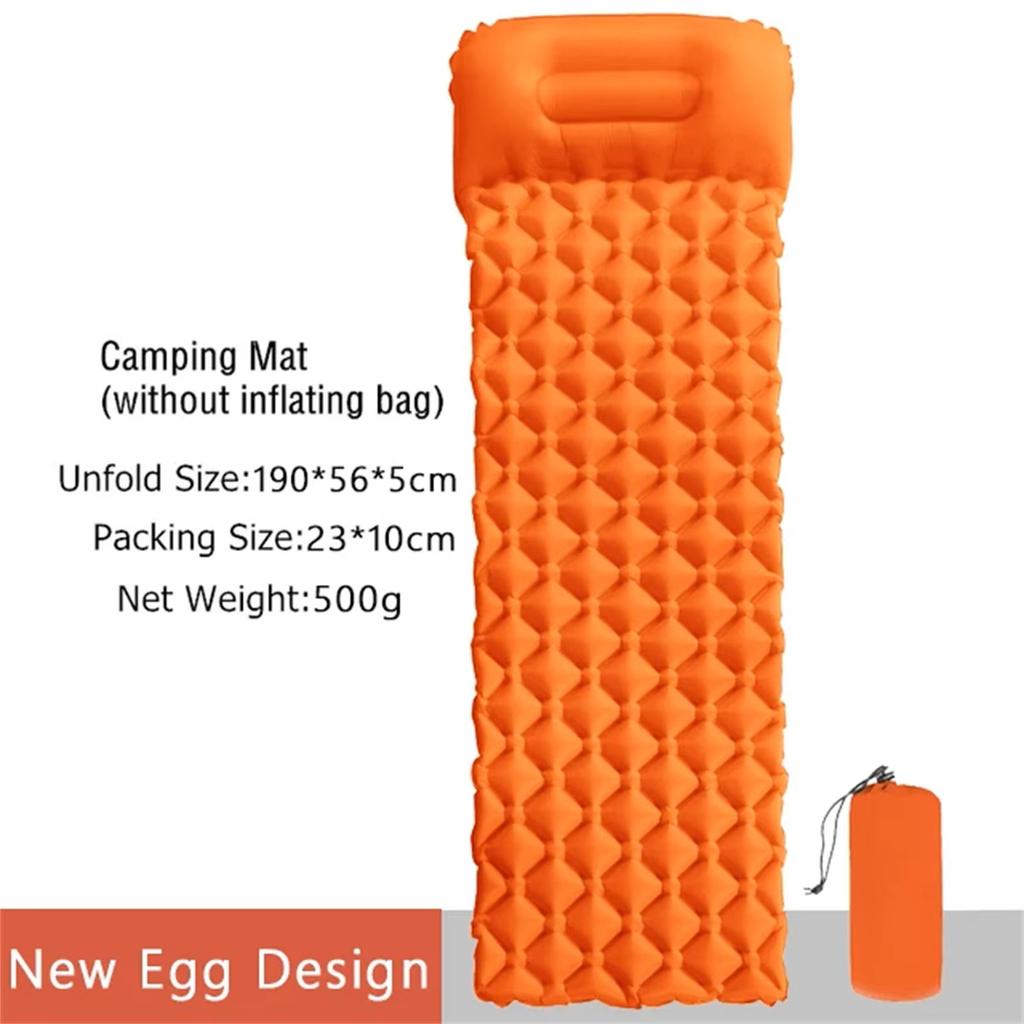 Outdoor Camping Inflatable Mat with Pillow Portable Air Mattress Nature Hike Waterproof Folding Sleeping Mat for Travelling