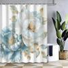 1 piece of blue and white peony floral shower curtain, polyester fabric, machine washable, suitable for bathroom decoration