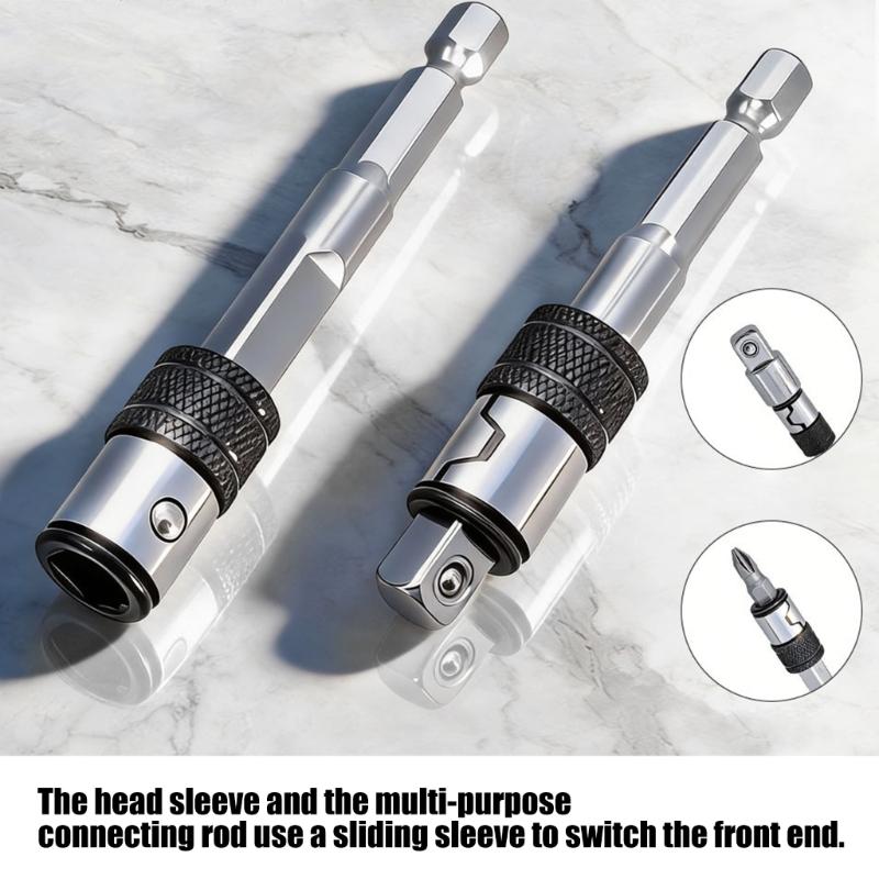 Auto Locking Socket Extension Bar Ensuring Bit Security Preventing Slippage During Various Repair Tasks Applications