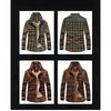Men's Winter Warm Shirts Coats Plaid Thickened Fleece Jacket Fashion Windproof Stand Collar Shirt Men