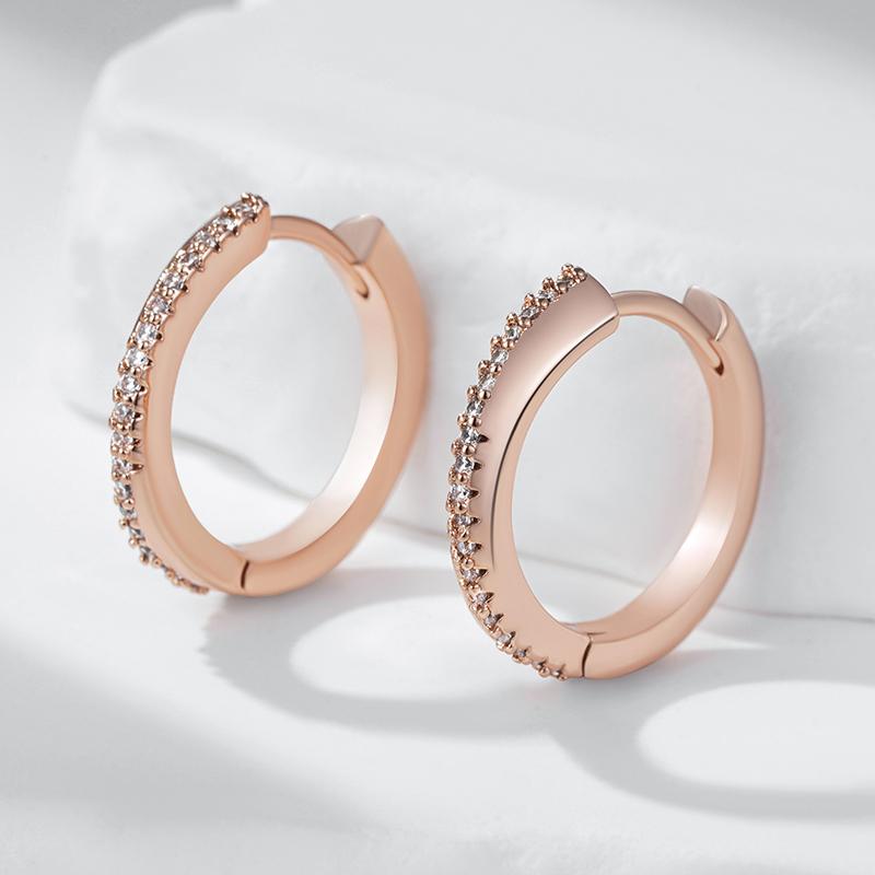 Einfaches Design Vollständig Natürlicher Zirkon Creolen Für Frauen Mode Roségold Farbe Hohe Qualität Täglicher Feinschmuck