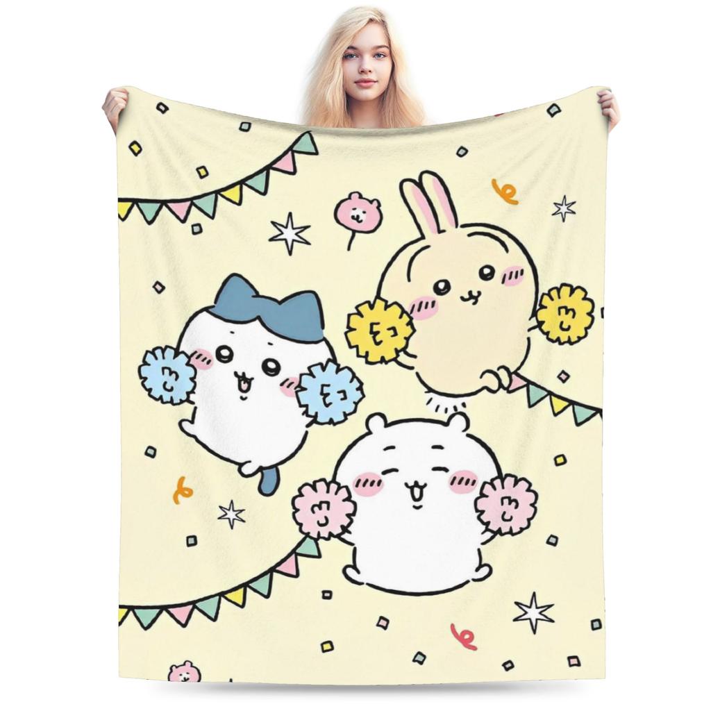Chiikawa Cute Cartoon Manga Blanket Hachiware Usagi Wool Vintage Soft Throw Blanket for Home Decoration