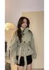 2025 Retro Design Double-Breasted Belted Short Trench Coat