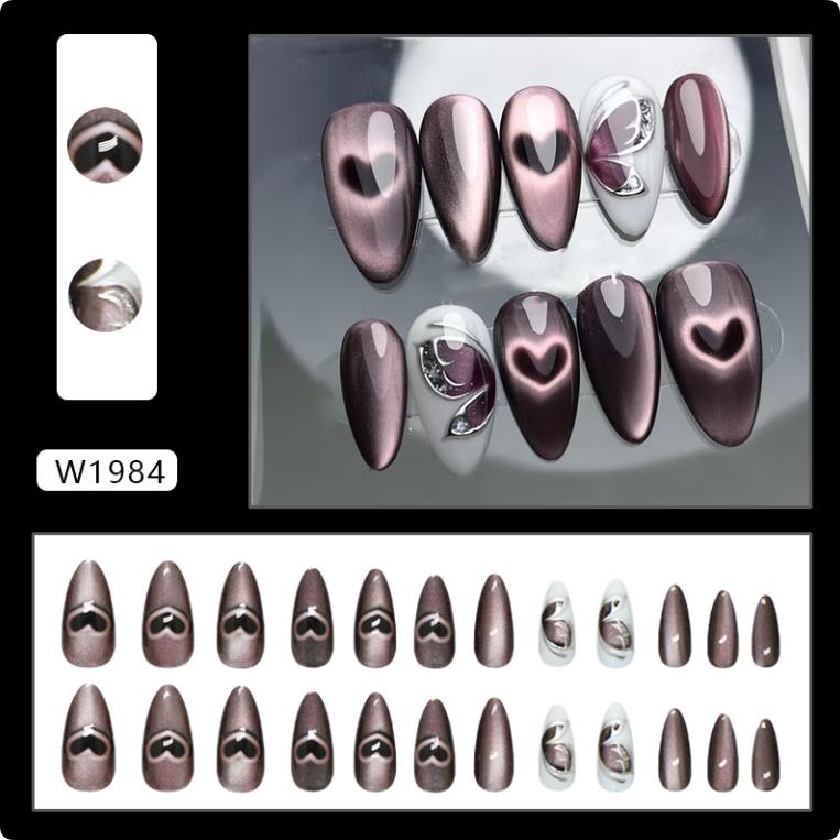 Mode Retro Grünes Katzenauge Press-On Nägel 24 Stück Französischer Stil Falsche Nägel Wiederverwendbare Nagelspitzen Für Frauen Nagelkunst Zubehör