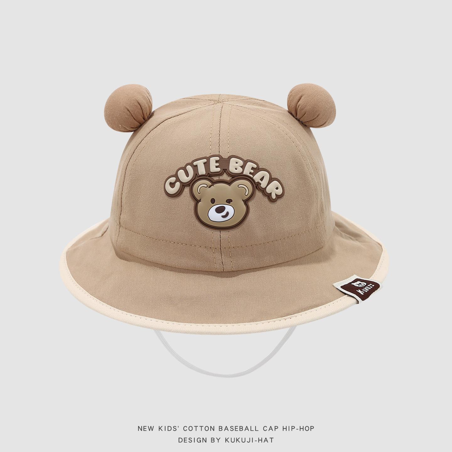 

Baby Bucket Hat Sun Hat 50cm 1-3 Years Girls Cartoon Letter Bear Basin Cap Boys Cute Soft Children Spring Summer Fisherman Hat 50CM хаки