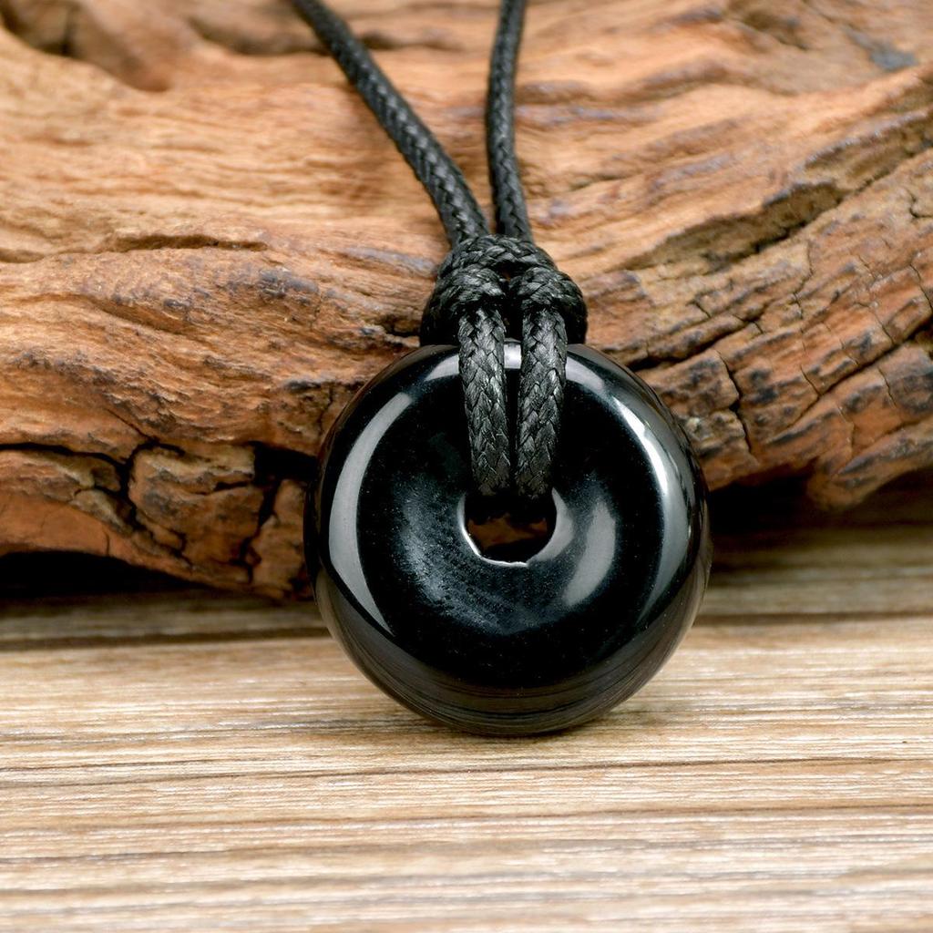 Green Aventurine Round Pendant Necklace with Leather Cord