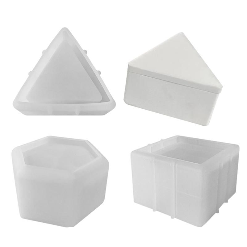 Storage Box Mold Hexagon Silicone Mold DIY Aromatherapy Gypsum Candle Jar Jewelry Box Epoxy Resin Molds Home Decorations