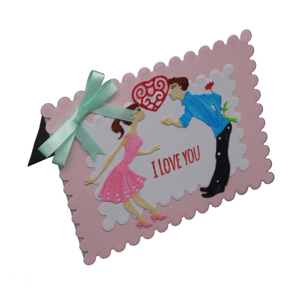 Lover's Love Framework Metal Silvery Stencil Embossing Cutting Dies For Diy Scrapbooking Paper Album Cards Making