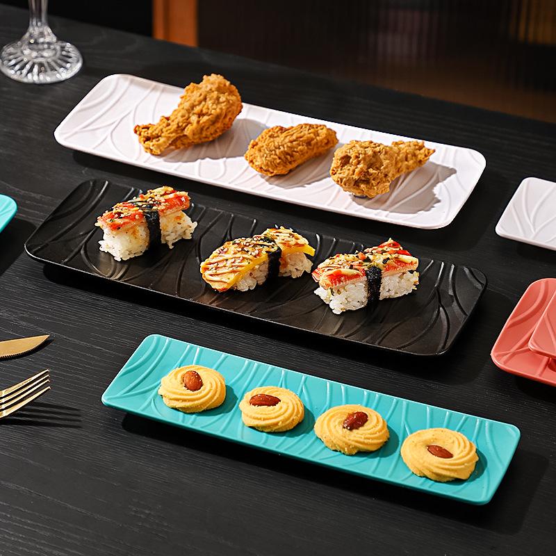 Vassoio lungo in plastica stile giapponese per esposizione di sushi e dessert