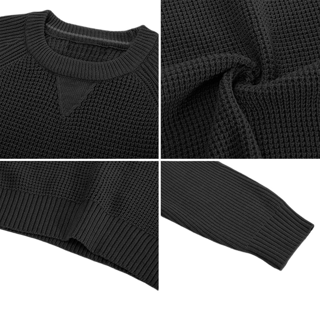Men's Casual Loose Fit Long Sleeve Pullover Sweater Crew Neck Knitted Jumper Lightweight Comfortable Everyday Wear