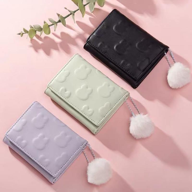 Cartoon Small Wallet Cute Korean Short Wallet Women's Solid Color Cute Rabbit Pattern Simple Mountaineering Bag Christmas Gifts