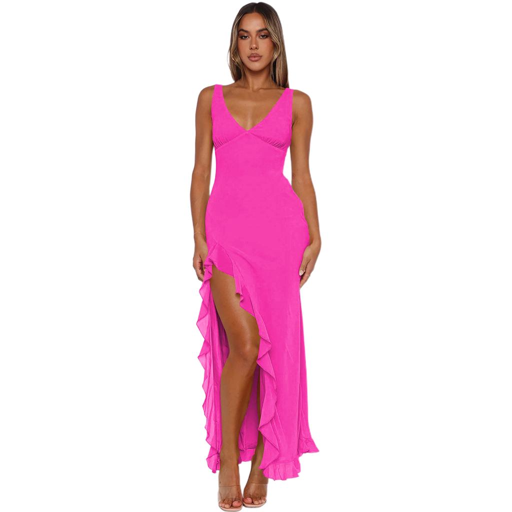 Women's Fashionable Casual Slit V-neck Dress