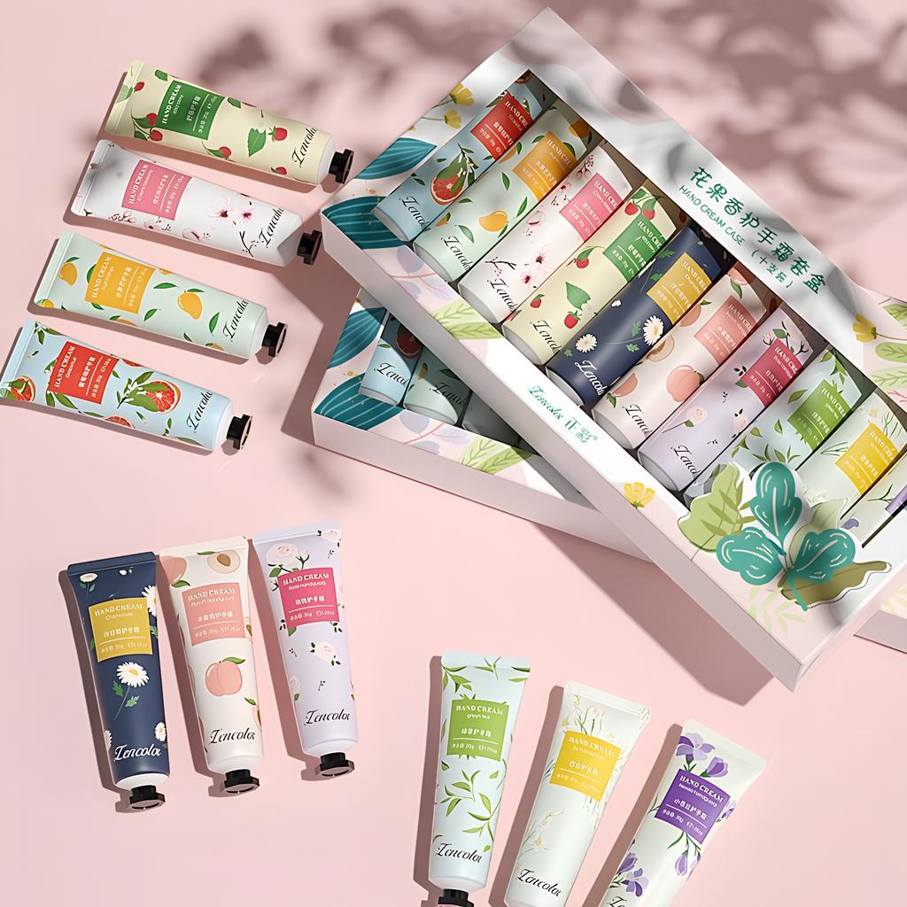 Chamomile Hand Cream Set Box Hydrating Moisturizing Nourishing Hand Cream Four Seasons Tender White Hand Cream 10 Flavors Fruit Scent