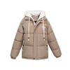 2025 Fake Two Pieces Hooded Down Cotton Clothes Jacket Winter Girl Bread Suit Student Short Thickened Padded Jacket