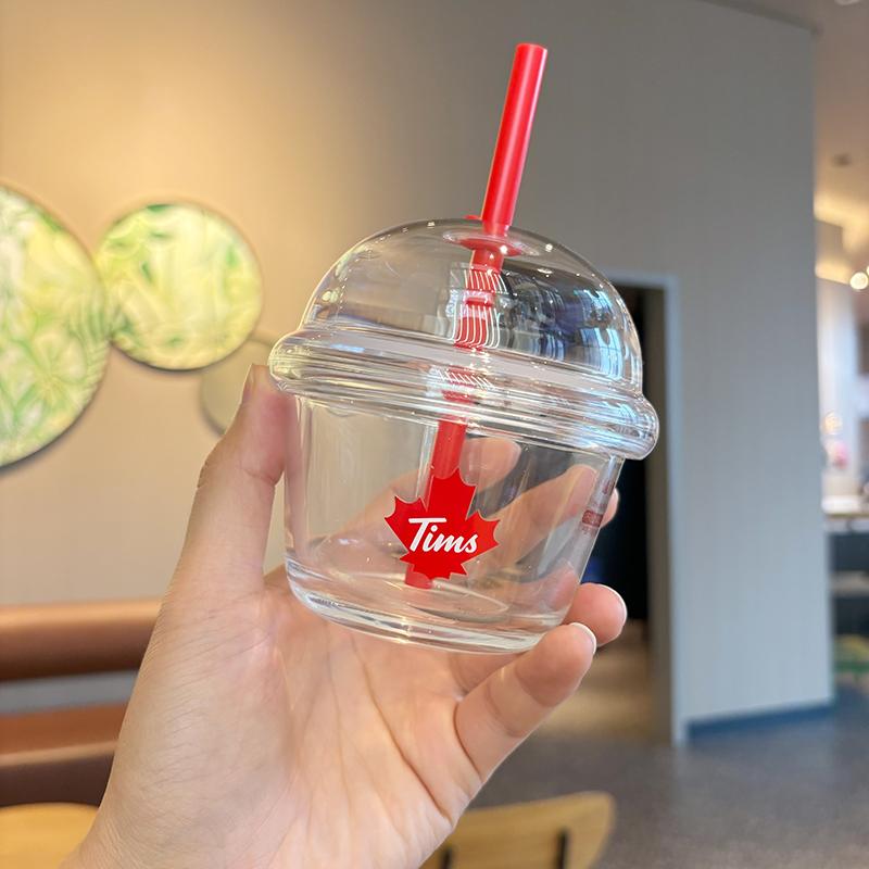 

Cute Dunny Portable Cold Brew Coffee Cup Straw Girl s Water Bottle Ins Style Glass Cup Heat Resistant round Cylinder Print De...