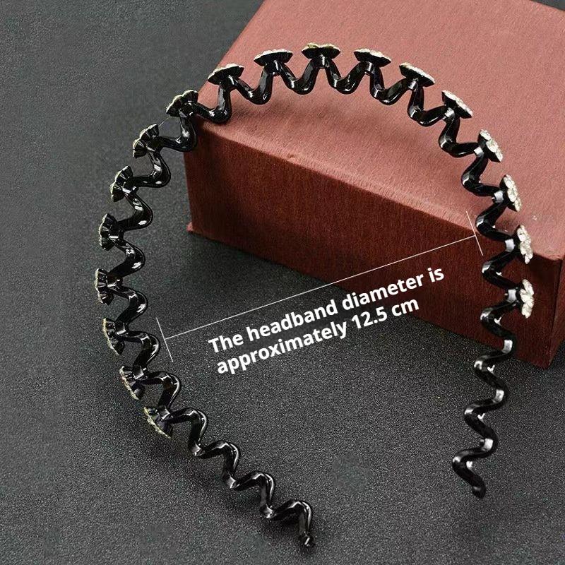 Hair Tidying Headband for Women, Face Washing Headband with Teeth, Non-slip, High Top Head, Temperament Pressure Hair Water Drill Headband