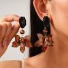 Retro Style Resin Three-dimensional Flower Silver Needle Earrings Maillard Autumn and Winter Earrings