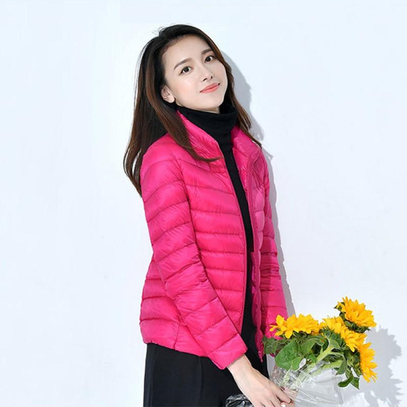 Womens Lightweight Short Down Jacket Plus Size Stand Collar White Duck Warm Coat