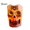 Flameless Halloween Decoration Lights LED Candle, Spooky Skull Pumpkin Fake Pillar Candles, Battery Compact Tabletop Decorative Light Operated