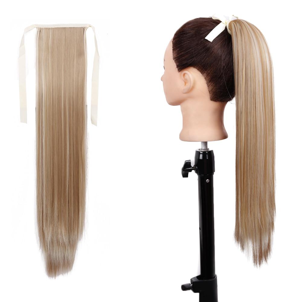 

Женские длинные прямые волосы MISSQUEEN на заколке для наращивания «конский хвост», черные, блонд, синтетическое термостойкое волокно 55cm-100g&China