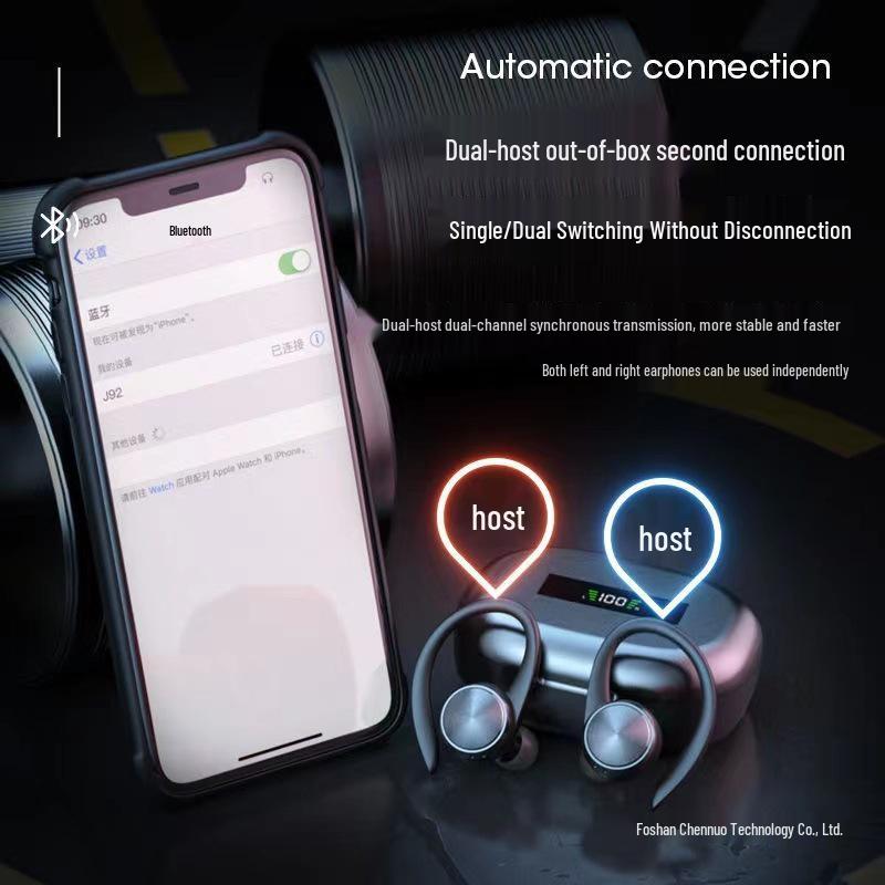 Ear-hook Type-C Wireless Bluetooth Earphones with High-Fidelity, Long Battery Life, and Compact Design for Running