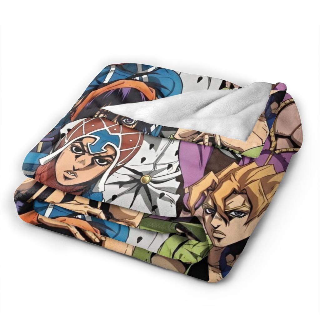 JoJo Golden Blankets Flannel J-JoJos Bizarre Adventure Breathable Ultra-Soft Throw Blankets for Home Car Quilt