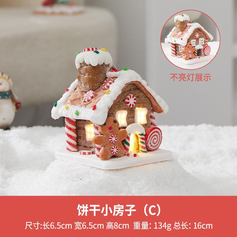 Gingerbread House Tree Topper Light Up Mini Gingerbread House Ornaments Soft Clay Fairy Tale Candy House For Christmas Tree